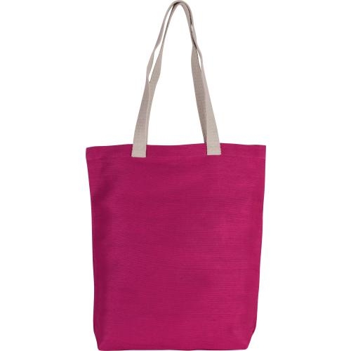 Shopper van jute en katoen fuchsia